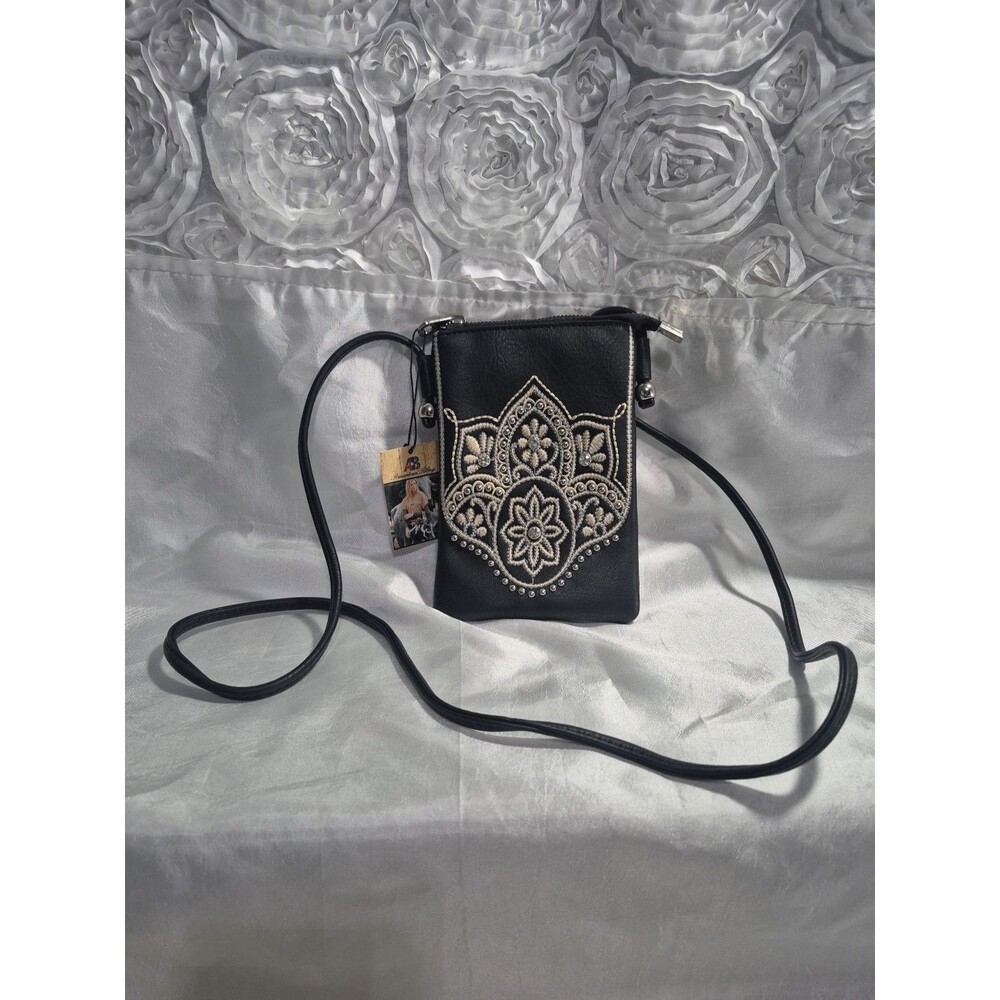 American Bling Crossbody Purse Small Black Embroidered Beaded NWT